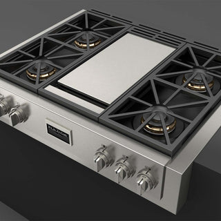 F6GRT364GS1 SOFIA 36” PARRILLA DE EMPOTRE PROFUNDO PRO GAS RANGETOP WITH GRIDDLE FULGOR MILANO