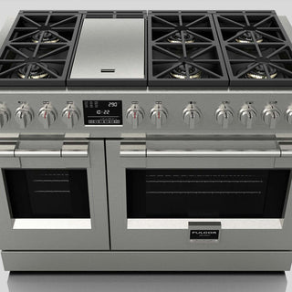 F6PDF486GS1 48” STAINLESS STEEL DUAL FUEL PRO RANGE GAMA SOFIA PRO ESTUFA DE EMPOTRE ITALIANA FULGOR Milano