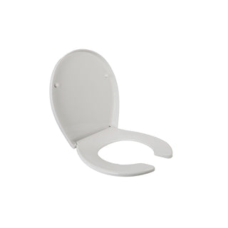 ATR-2 ASIENTO PARA INODORO REDONDO FRENTE ABIERTO CON CIERRE LENTO, ANTIBACTERIAL Y TAPA ENVOLVENTE, BLANCO HELVEX