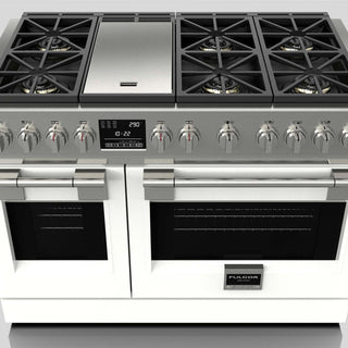 F6PDF486GS1 48” PALLADIO WHITE DUAL FUEL PRO RANGE GAMA SOFIA PRO ESTUFA DE EMPOTRE ITALIANA FULGOR Milano