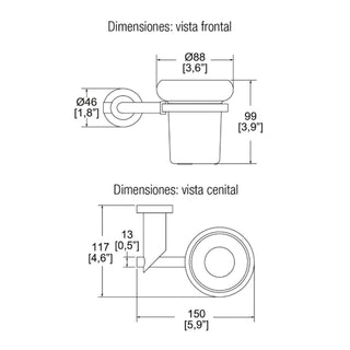 9107 VASO CEPILLERO DE CRISTAL NUVA CROMO HELVEX