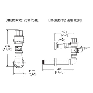 310-19 FLUXÓMETRO DE PEDAL PARA MINGITORIO SPUD DE 19 MM 3 LPD, CROMO HELVEX