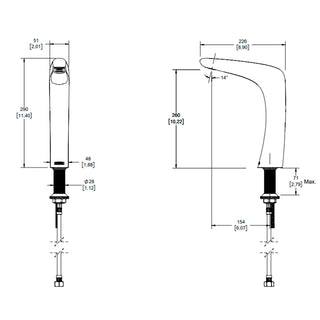 TV-302-C LLAVE PARA LAVABO ALTA ELECTRÓNICA DE SENSOR DE CORRIENTE, LÍQUIDA CROMO HELVEX