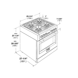 F6PDF304S1 30” DUAL FUEL PRO RANGE GAMA SOFIA PRO ESTUFA DE EMPOTRE ITALIANA FULGOR Milano