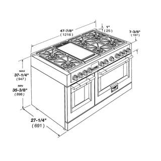 F6PDF486GS1 48” STAINLESS STEEL DUAL FUEL PRO RANGE GAMA SOFIA PRO ESTUFA DE EMPOTRE ITALIANA FULGOR Milano
