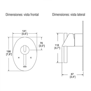 E-46 MONOMANDO PARA REGADERA O TINA SIN DESVIADOR NUVA CROMO HELVEX