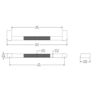 BR-470 BARRA DE SEGURIDAD RECTA 470 MM RESIDENCIAL ANTIDERRAPANTE CROMO HELVEX