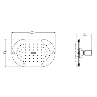 H-3005 REGADERA DE CHORRO FIJO CON TECNOLOGÍA AIREAVEX, SISTEMA ANTICALCÁREO PLATO ANCHO DE 5"X8" CROMO. NO INCLUYE BRAZO HELVEX