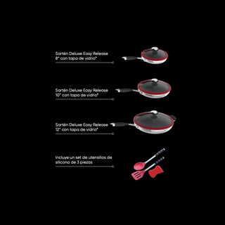 SET DE SARTENES DELUXE EASY RELEASE EFECTO PIEDRA 6 PZAS + 3 UTENSILIOS  ROYAL PRESTIGE