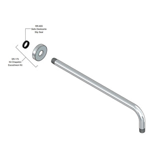 TR-035 BRAZO Y CHAPETÓN ANGULAR REDONDO PARA REGADERA CROMO HELVEX