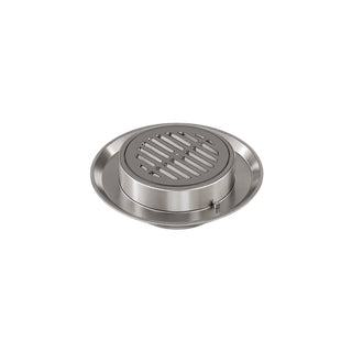 2514 COLADERA DE REJILLA REDONDA CON CAMPANA, CONEXIÓN PARA TUBO DE 102 MM (4") PARA ROSCAR, PARA PATIOS, GARAGES, TERRAZAS, TRÁNSITO PESADO. GRAN CAPACIDAD DE DRENADO, CON SELLO HIDRÁULICO HELVEX
