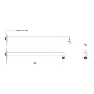 TR-036 BRAZO Y CHAPETÓN RECTO CUADRADO PARA REGADERA CROMO HELVEX