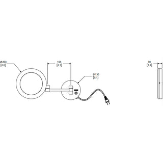 ES-003 ESPEJO RETRÁCTIL DE LED CON CAMBIO DE LUZ DE FRÍA A CÁLIDA POR MEDIO DE BOTÓN TIPO TOUCH, AUMENTO DE 5X CROMO HELVEX