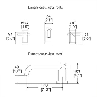 MEP-2006 MEZCLADORA PARA LAVABO 8" A 12" NUVA CROMO. INCLUYE CONTRA DE PUSH HELVEX