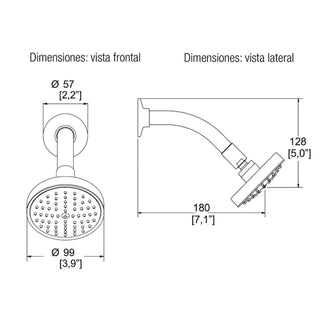 H-201 REGADERA CON BRAZO Y CHAPETÓN DE CHORRO FIJO CON SISTEMA ANTICALCÁREO CROMO HELVEX