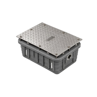 IG-20-PTM INTERCEPTOR DE GRASA DE POLIETILENO CON TAPA METÁLICA CON CANASTILLA PARA SEDIMENTOS SÓLIDOS. CAUDAL DE 45 L/MIN Y CAPACIDAD DE RETENCIÓN 18 KG. CONEXIÓN PARA TUBO DE 2" PARA ROSCAR HELVEX
