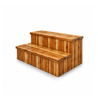 ESCALONES DE MADERA TECA DE ACERO PARA JACUZZI
