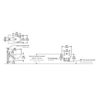 TZF NAO P TAZA PARA FLUXÓMETRO NAO P, SUSPENDIDA, A PARED, ELONGADA TRAMPA SEMIOCULTA, PARA FLUXÓMETROS DE 3.5 LPD / 4.8 LPD / 6 LPD, BLANCO HELVEX
