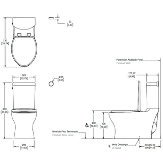 WC MIURA16 TCC INODORO TAZA Y TANQUE MIURA16 TCC (TECNOLOGÍA CERO CONTACTO), ELONGADO TRAMPA OCULTA, SISTEMA TURVEX, ALTURA CONFORTABLE, 4.8 LPD BLANCO. INCLUYE ASIENTO DE CIERRE LENTO CON ANTIBACTERIAL HELVEX