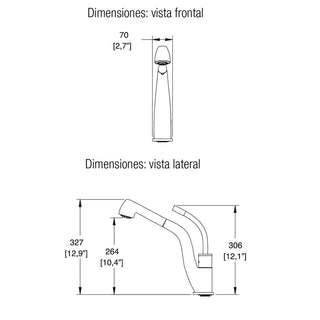 E-306 MONOMANDO PARA FREGADERO. MANGUERA RETRÁCTIL, CON SISTEMA ANTICALCÁREO Y 2 TIPOS DE CHORRO: AIREADO Y REGADERA. PALMA CROMO HELVEX
