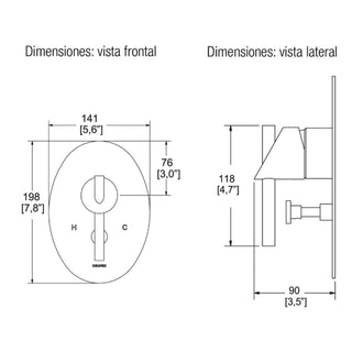E-47 MONOMANDO PARA REGADERA, TINA O REGADERA MANUAL CON DESVIADOR NUVA, CROMO HELVEX