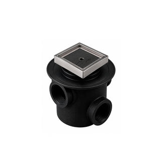 1342-35-CHLI COLADERA DE CONTORNO CUADRADA PARA INSERTO CERÁMICO DE MÁXIMO 10 MM DE ESPESOR TRES BOCAS CROMO HELVEX