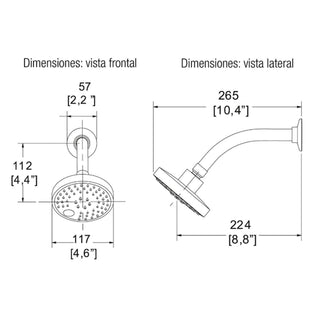 H-3300 REGADERA REDONDA CON BRAZO Y CHAPETÓN MULTICHORRO CON BOTÓN DE CAMBIOS (3 TIPOS DE CHORRO) CON SISTEMA ANTICALCÁREO PLATO 5", CROMO HELVEX