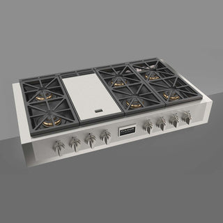 F6GRT486GS1 48" PARRILLA DE EMPOTRE PROFUNDO ITALIANA PROFESSIONAL GAS RANGE TOP FULGOR MILANO