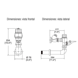 310-38 FLUXÓMETRO DE PEDAL PARA TAZA FLUX SPUD DE 38 MM 6 LPD, CROMO HELVEX