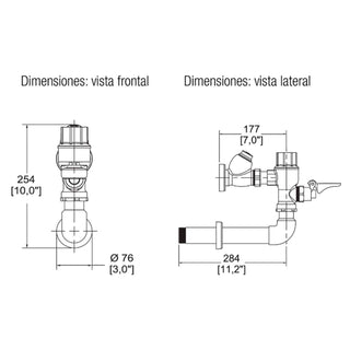 310-WC-4.8 FLUXÓMETRO DE PEDAL PARA TAZA FLUX SPUD DE 38 MM 4.8 LPD, CROMO HELVEX