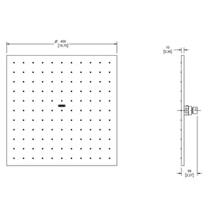 H-3013 REGADERA CUADRADA DE CHORRO FIJO ULTRAPLANA CON SISTEMA ANTICALCÁREO PLATO ANCHO DE 16" CROMO. NO INCLUYE BRAZO HELVEX