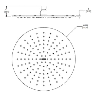 H-3010 REGADERA REDONDA DE CHORRO FIJO ULTRAPLANA CON SISTEMA ANTICALCÁREO PLATO ANCHO DE 12" CROMO. NO INCLUYE BRAZO HELVEX
