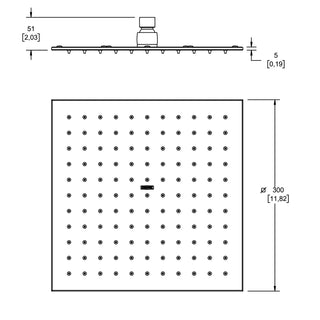 H-3011 REGADERA CUADRADA DE CHORRO FIJO ULTRAPLANA CON SISTEMA ANTICALCÁREO PLATO ANCHO DE 12" CROMO. NO INCLUYE BRAZO HELVEX
