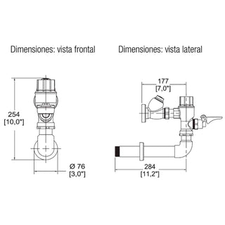 310-38-3.5 FLUXÓMETRO DE PEDAL PARA TAZA FLUX SPUD DE 38 MM 3.5 LPD, CROMO HELVEX
