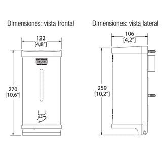 MB-1100 DOSIFICADOR ELECTRÓNICO DE SENSOR DE BATERÍAS PARA JABÓN LÍQUIDO. ALUMINIO HELVEX