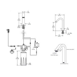 TV-002 LLAVE PARA LAVABO ELECTRÓNICA DE SENSOR DE BATERÍAS Y CORRIENTE CON DOSIFICADOR DE JABÓN INTEGRADO EN LA LLAVE, FUSIÓN CROMO HELVEX