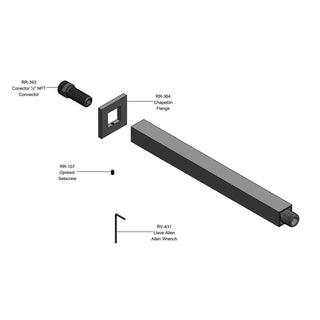 TR-038 BRAZO Y CHAPETÓN AL TECHO CUADRADO PARA REGADERA CROMO HELVEX