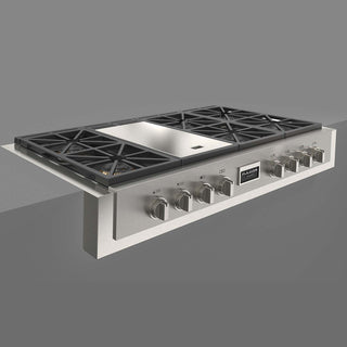 F6GRT486GS1 48" PARRILLA DE EMPOTRE PROFUNDO ITALIANA PROFESSIONAL GAS RANGE TOP FULGOR MILANO