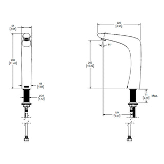 TV-302 LLAVE PARA LAVABO ALTA ELECTRÓNICA DE SENSOR DE BATERÍAS, LÍQUIDA CROMO HELVEX