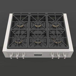 F6GRT366S1 36” PARRILLA DE EMPOTRE PROFUNDO PROFESSIONAL GAS RANGE TOP FULGOR MILANO