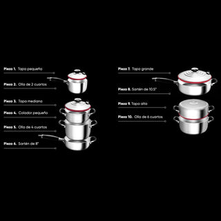 SISTEMA DE COCINA FAMILIAR 10 PZAS SISTEMA FAMILIAR NOVEL ROYAL PRESTIGE