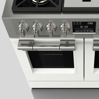F6PDF486GS1 48” PALLADIO WHITE DUAL FUEL PRO RANGE GAMA SOFIA PRO ESTUFA DE EMPOTRE ITALIANA FULGOR Milano