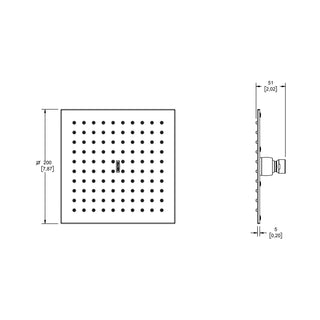 H-3009 REGADERA CUADRADA DE CHORRO FIJO ULTRAPLANA CON SISTEMA ANTICALCÁREO PLATO ANCHO DE 8" CROMO. NO INCLUYE BRAZO HELVEX