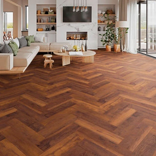 LAGUNA OAK K411 PISO LAMINADO ESPESOR 8MM, EMPAQUE 11 TABLAS, MEDIDA 630 X 126 X 8MM CAJA 0.87 M2 HERRINGBONE