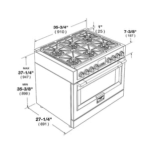 F6PDF366S1 36” DUAL FUEL PRO RANGE ESTUFA DE EMPOTRE ITALIANA FULGOR Milano