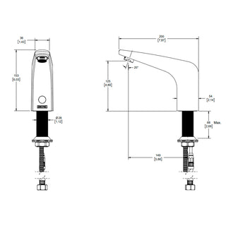 TV-304-C LLAVE PARA LAVABO ELECTRÓNICA DE SENSOR DE CORRIENTE, FORZA CROMO HELVEX