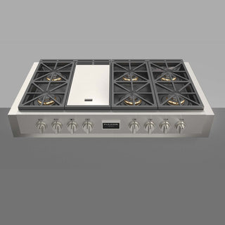F6GRT486GS1 48" PARRILLA DE EMPOTRE PROFUNDO ITALIANA PROFESSIONAL GAS RANGE TOP FULGOR MILANO