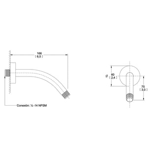 TR-012 BRAZO Y CHAPETÓN REDONDO PARA REGADERA CROMO HELVEX