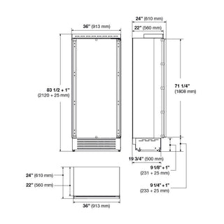 F7IRC36O1-R 36” CONGELADOR DERECHO PANELABLE MODULAR ITALIANO BUILT-IN FRIDGE COLUMN RIGHT HINGE FULGOR Milano