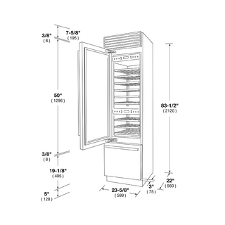 F7PBW24S1-L 24” VINOTECA (ENFRIADOR DE VINOS) ITALIANA PROFESSIONAL WINE CELLAR LEFT HINGE FULGOR Milano
